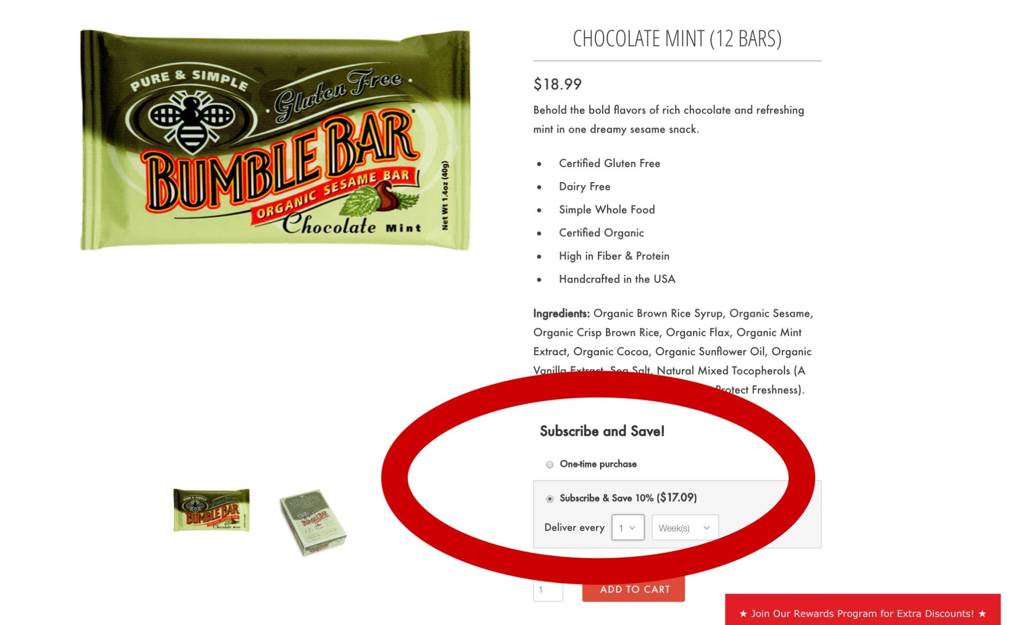 Subscribe Newsletter, BumbleBar, Chocolate Mint BumbleBar, Energy Bar, Energy Bar