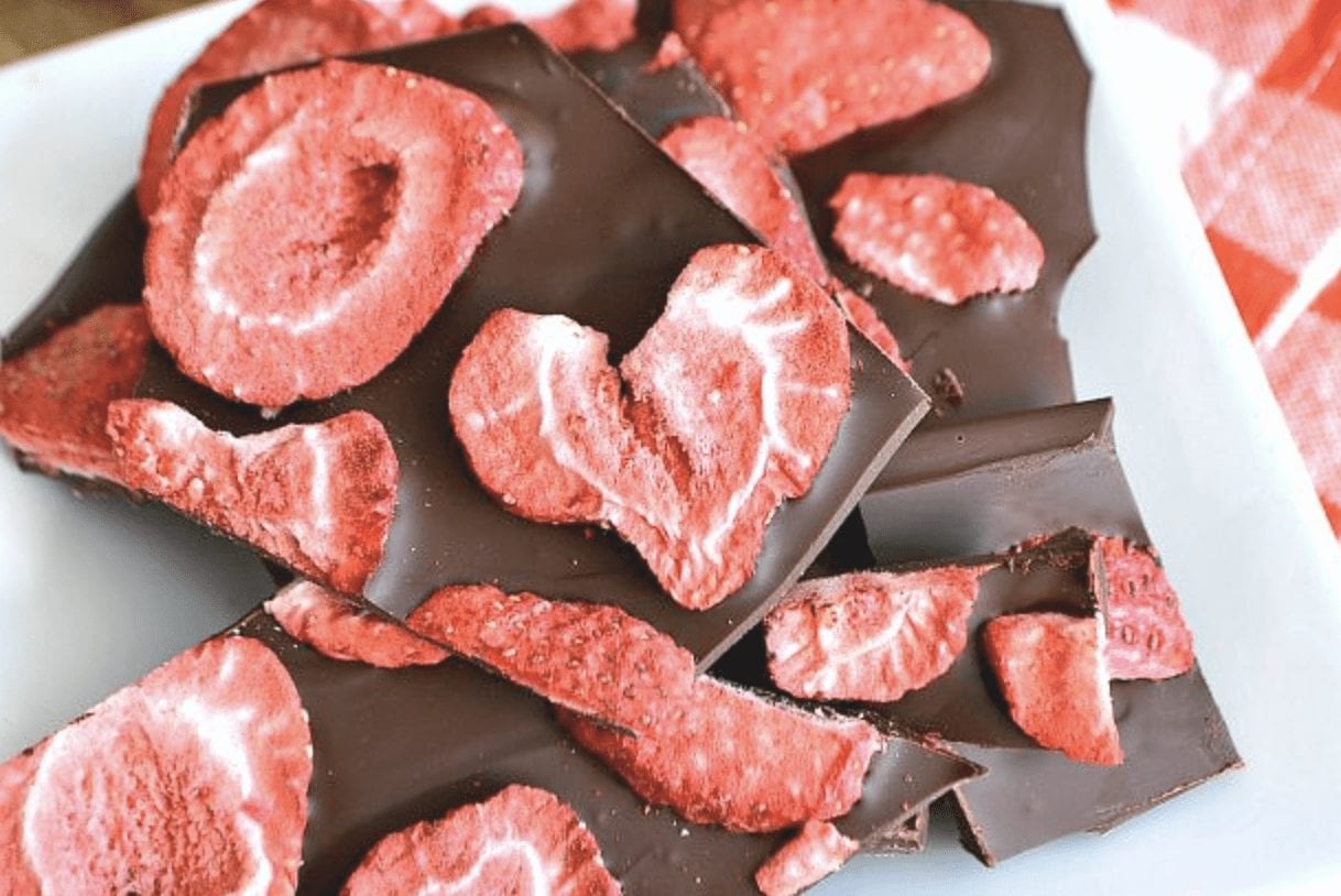 Gluten-Free, Gluten Free, BumbleBar, Valentine's Day, Strawberry Dark Chocolate Bark