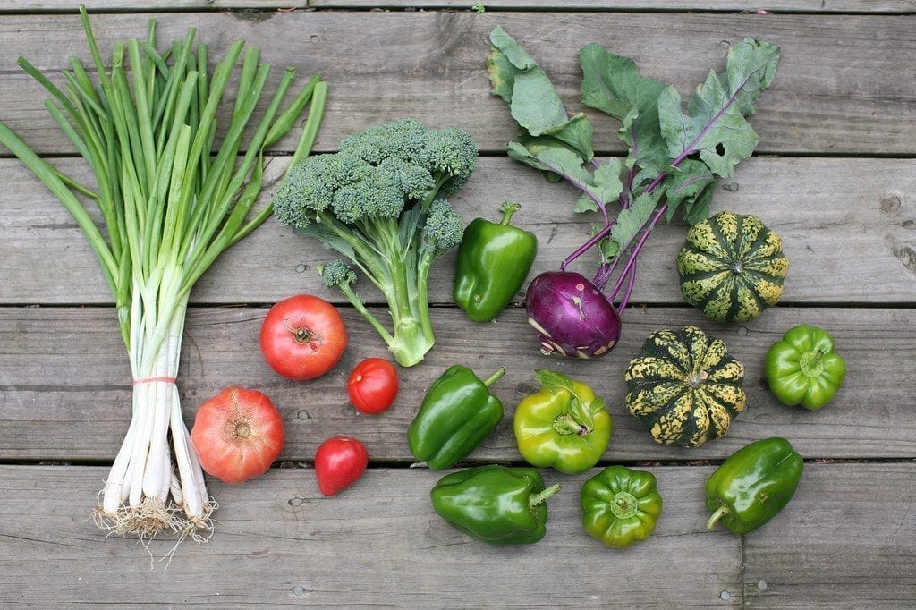 Fresh peppers, broccoli, scallions, and more.