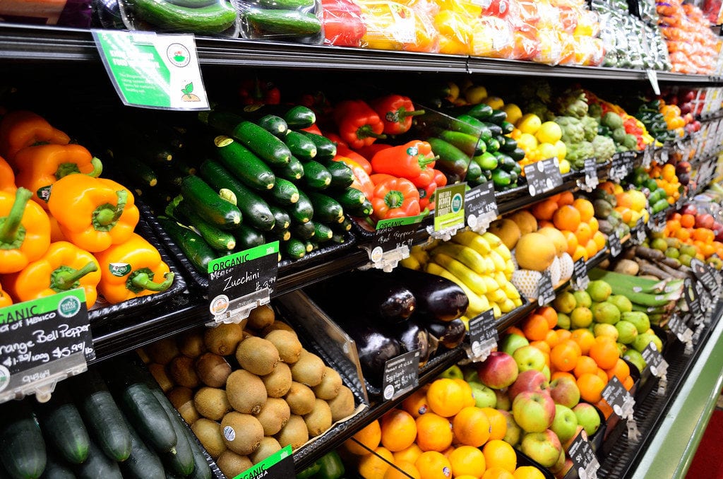 Organic produce at the supermarket.