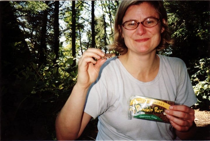 Liz eating original BumbleBar