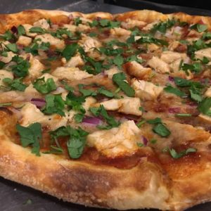 Vegan barbecue chick'n pizza from Allie's Vegan Pizzeria